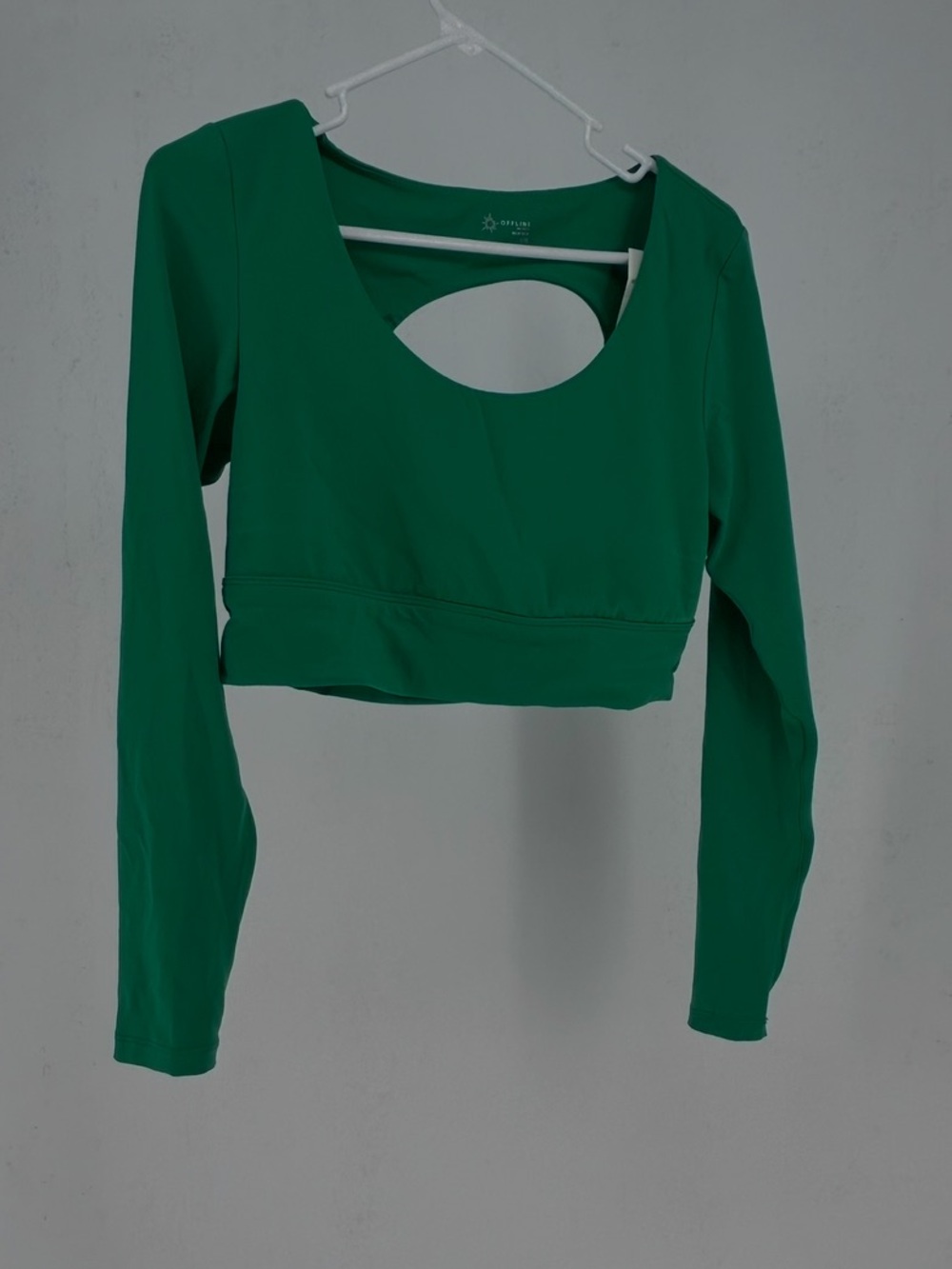 NWT Offline by Aerie Green Long Sleeve Cutout Back Crop Top
